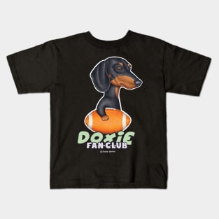 Funny Black Tan Doxie Holding a Football Kids T-Shirt